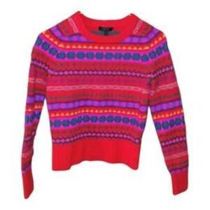 J Crew Sweater Fair Isle Holly Holiday Wool Colorful Crewneck Cozy Women's (S)